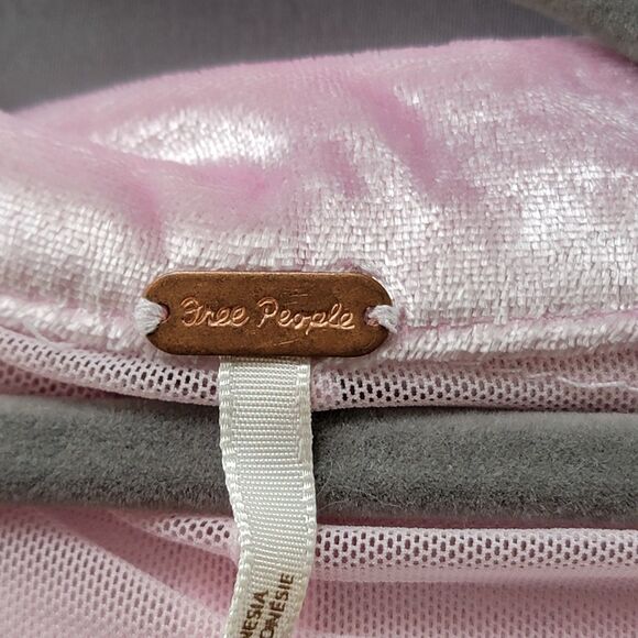 Free People Pink Mini Crushed Velvet Dress Long Sleeve Front Ruched V Neck S - Picture 4 of 12